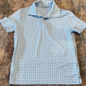 Class Club Blue fish patterned Polo Shirt size 7, VGUC